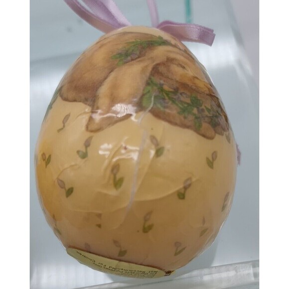 2 Vintage Paper Mache Bunny Easter Eggs 1989 Dakin Ornaments - Picture 6 of 8